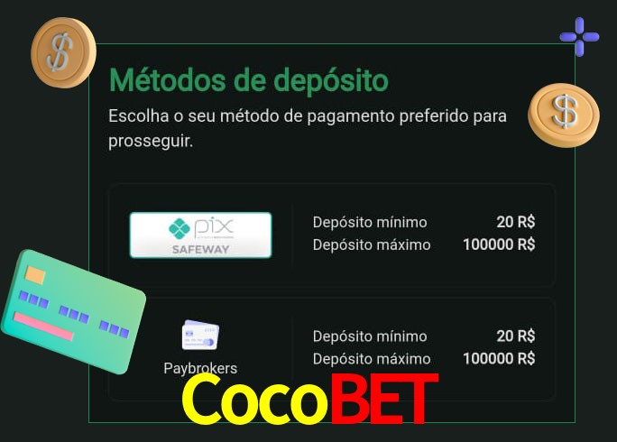 O cassino Cocobet oferece uma grande variedade de métodos de pagamento